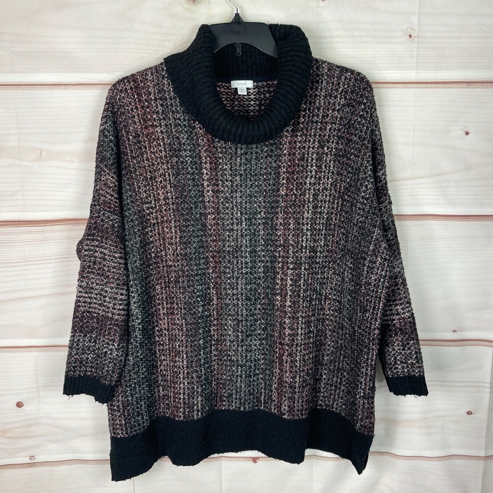 J Jill Pure Jill Sweater Womens PM PL Turtleneck Oversized Tunic Pullover Knit